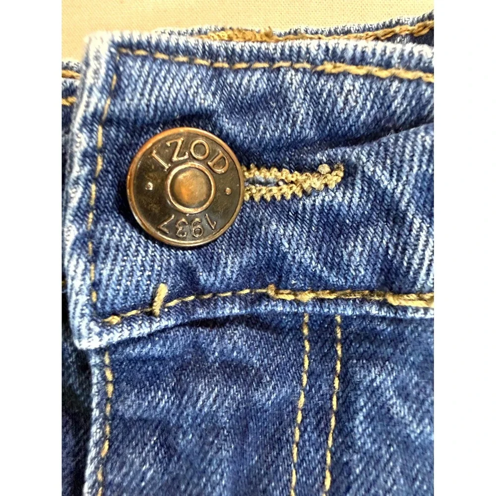 Izod Bermuda Shorts Mens 48 Blue Denim Cotton Regular Fit Cuffed Hem Medium Wash